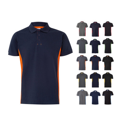 VL SUPAY. Polo piqué bicolor (180g/m²) manga curta, em algodão (60) e poliéster (40)